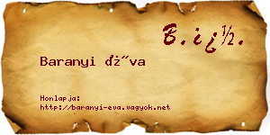 Baranyi Éva névjegykártya
